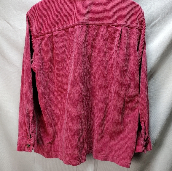LL BEAN Pink 100% Cotton Wide Wale Corduroy Button Up Shirt Large Reg - Picture 3 of 8
